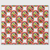 Vrolijk kerstfeest en vrolijk acht jaar cadeaupapier (Vlak)