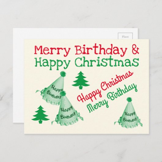 Vrolijk kerstfeest en vrolijk kerstfeest briefkaart (Voorkant / Achterkant)