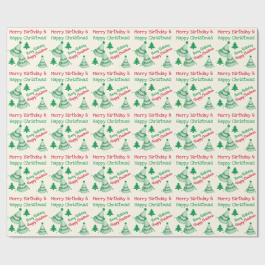 Vrolijk kerstfeest en vrolijk kerstfeest cadeaupapier (Vlak)