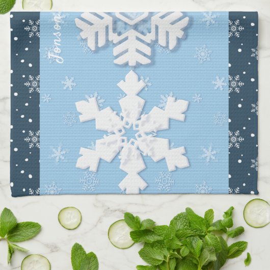 Vrolijk kerstfeest en vrolijk nieuwjaar, bijtende  theedoek (Gevouwen)