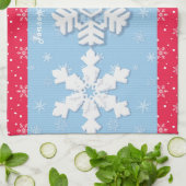 Vrolijk kerstfeest en vrolijk nieuwjaar, bijtende  theedoek (Gevouwen)