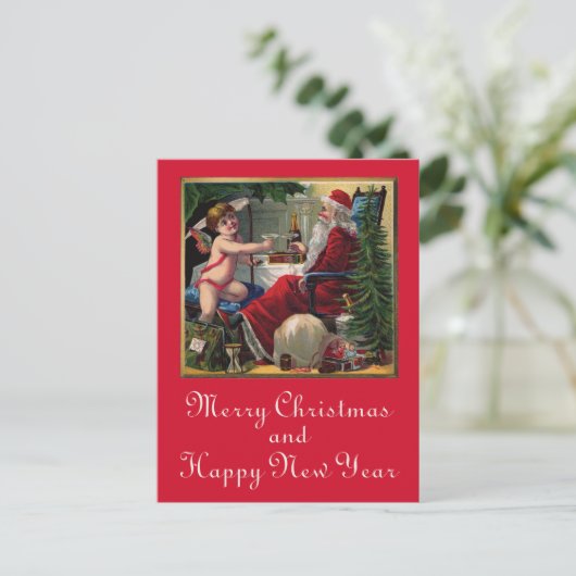 Vrolijk kerstfeest en vrolijk nieuwjaar Briefkaart (Staand voorkant)