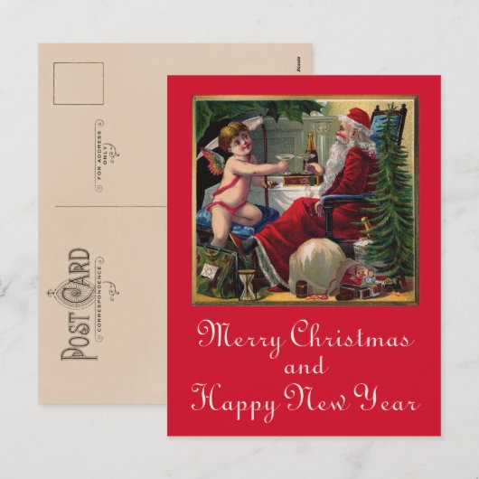 Vrolijk kerstfeest en vrolijk nieuwjaar Briefkaart (Voorkant / Achterkant)