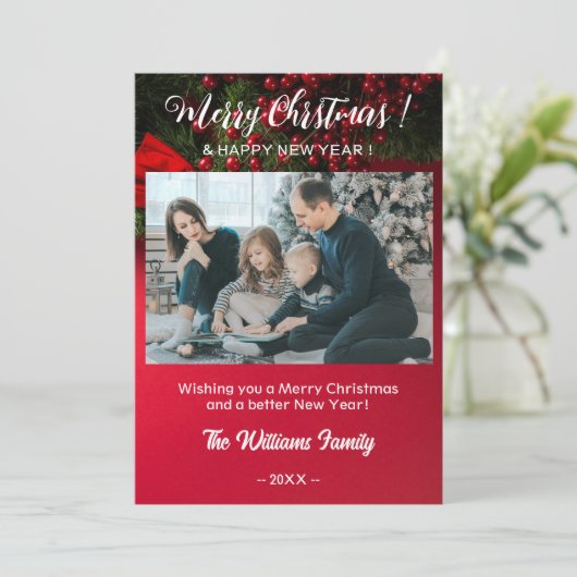 Vrolijk kerstfeest en vrolijk nieuwjaar feestdag kaart (Staand voorkant)