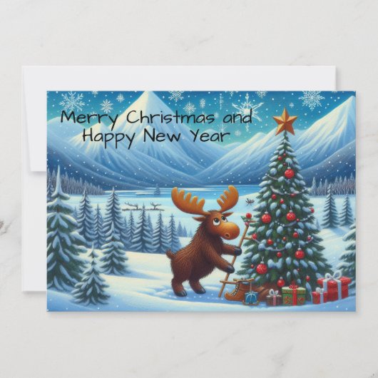 Vrolijk kerstfeest en vrolijk nieuwjaar feestdagenkaart (Voorkant)