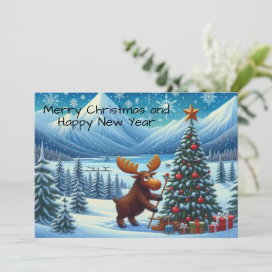 Vrolijk kerstfeest en vrolijk nieuwjaar feestdagenkaart (Staand voorkant)