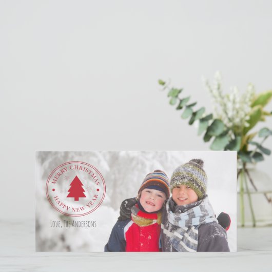 Vrolijk kerstfeest en vrolijk nieuwjaar fotokaart feestdagenkaart (Staand voorkant)