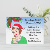 Vrolijk kerstfeest en vrolijk nieuwjaar in Retro L Kaart (Staand voorkant)