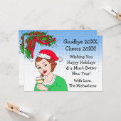 Vrolijk kerstfeest en vrolijk nieuwjaar in Retro L Kaart (Voorkant / Achterkant in situ)