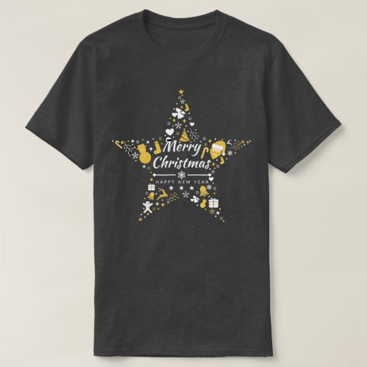 Vrolijk kerstfeest en vrolijk nieuwjaar kerstster t-shirt (Design voorkant)