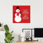 Vrolijk kerstfeest en vrolijk nieuwjaar op rood poster (Thuiskantoor)