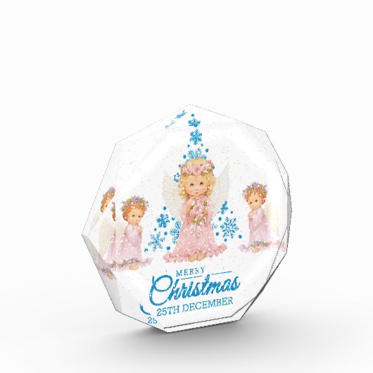 Vrolijk kerstfeest en vrolijk nieuwjaar roestvrij fotoblokken (Links)