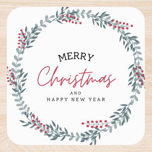Vrolijk kerstfeest en vrolijk nieuwjaar ronde sticker