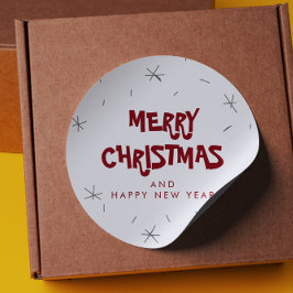 Vrolijk kerstfeest en vrolijk nieuwjaar ronde sticker