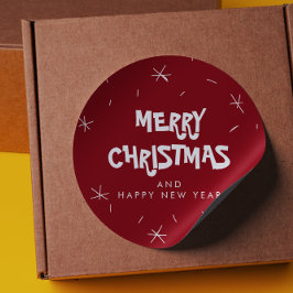 Vrolijk kerstfeest en vrolijk nieuwjaar ronde sticker