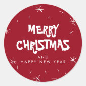 Vrolijk kerstfeest en vrolijk nieuwjaar ronde sticker (Voorkant)