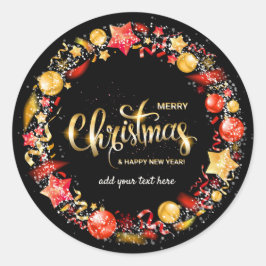 Vrolijk kerstfeest en vrolijk nieuwjaar ronselaars ronde sticker