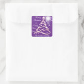 Vrolijk kerstfeest en vrolijk nieuwjaar roze Paars Vierkante Sticker (Tas)