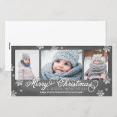 Vrolijk kerstfeest en vrolijk nieuwjaar snowflakes feestdagenkaart (Voorkant / Achterkant)