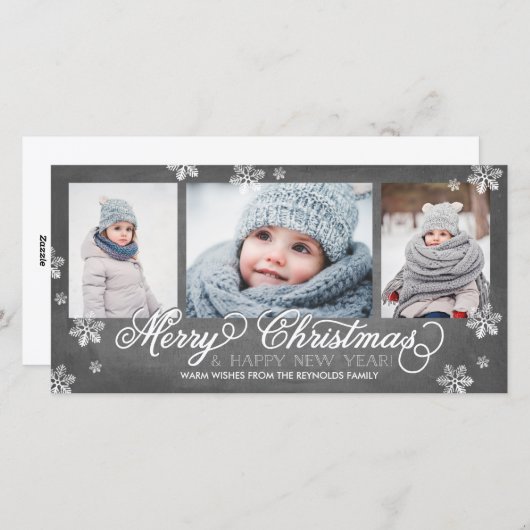 Vrolijk kerstfeest en vrolijk nieuwjaar snowflakes feestdagenkaart (Voorkant / Achterkant)