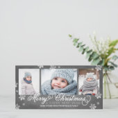 Vrolijk kerstfeest en vrolijk nieuwjaar snowflakes feestdagenkaart (Staand voorkant)