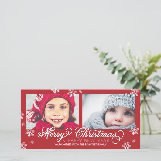 Vrolijk kerstfeest en vrolijk nieuwjaar snowflakes feestdagenkaart (Staand voorkant)