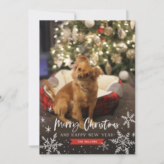 Vrolijk kerstfeest en vrolijk nieuwjaar snowflakes feestdagenkaart (Voorkant)