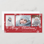 Vrolijk kerstfeest en vrolijk nieuwjaar snowflakes feestdagenkaart (Voorkant / Achterkant)