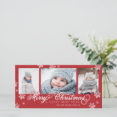 Vrolijk kerstfeest en vrolijk nieuwjaar snowflakes feestdagenkaart (Staand voorkant)