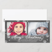 Vrolijk kerstfeest en vrolijk nieuwjaar snowflakes feestdagenkaart (Voorkant / Achterkant)