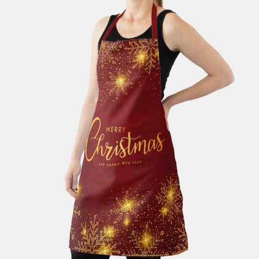 Vrolijk kerstfeest en vrolijk nieuwjaar snowflakes schort (Insitu)