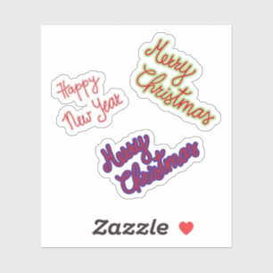Vrolijk kerstfeest en vrolijk nieuwjaar sticker