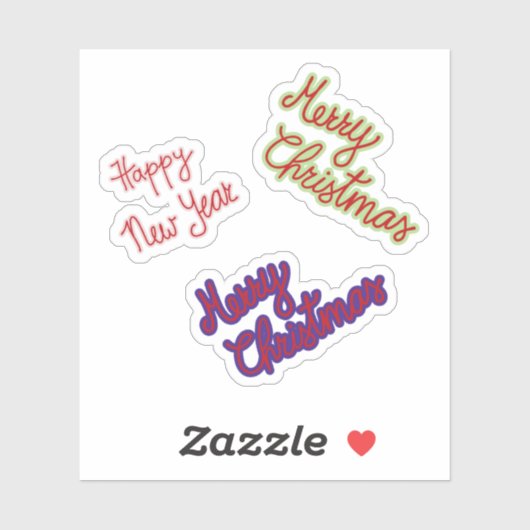 Vrolijk kerstfeest en vrolijk nieuwjaar sticker (Vel)