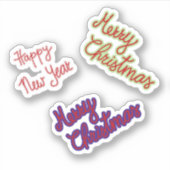 Vrolijk kerstfeest en vrolijk nieuwjaar sticker (Voorkant)