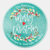 Vrolijk kerstfeest en vrolijk nieuwjaar Vakantie A Ronde Sticker (Voorkant)