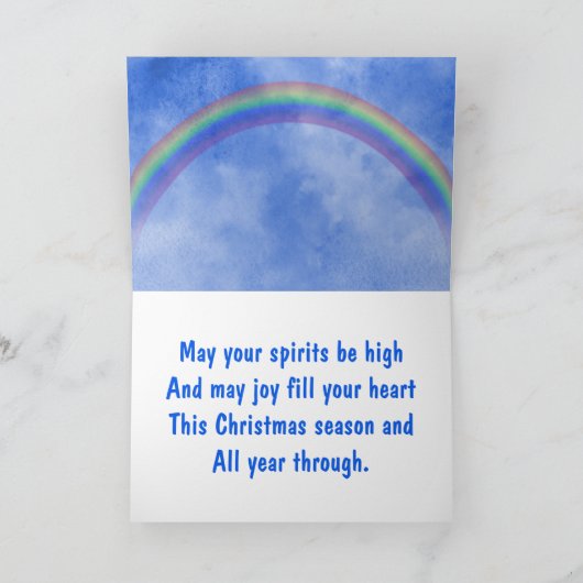 Vrolijk kerstfeest en vrolijk nieuwjaar vliegend r feestdagen kaart (Binnen)