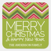 Vrolijk kerstfeest en vrolijk zonnig - Aangepaste, Vierkante Sticker (Voorkant)