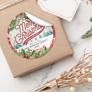 Vrolijk kerstfeest en vrolijke feestdagen ronde sticker