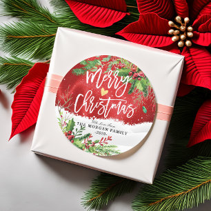 Vrolijk kerstfeest en vrolijke feestdagen ronde sticker