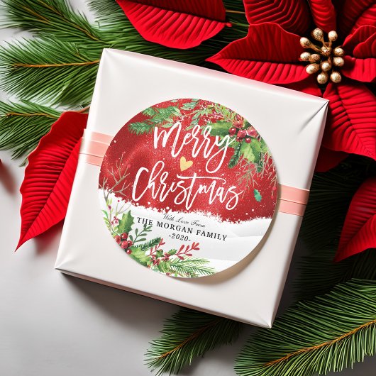 Vrolijk kerstfeest en vrolijke feestdagen ronde sticker