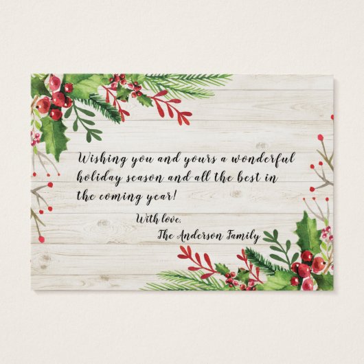 Vrolijk kerstfeest en vrolijke feestdagen visitekaartje (Achterkant)