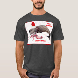 Vrolijk kerstfeest en vrolijke nieuwe zaadwalvis v t-shirt