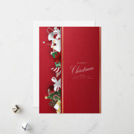 Vrolijk kerstfeest en vrolijke nieuwjaarsfeestkaar feestdagenkaart