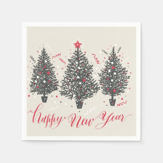 Vrolijk kerstfeest en vrolijke nieuwjaren servet (Voorkant)