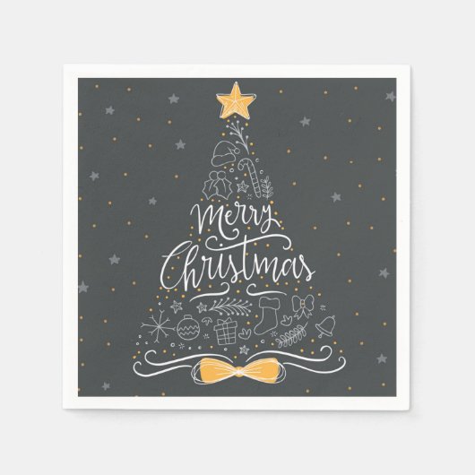 Vrolijk kerstfeest en vrolijke nieuwjaren servet (Voorkant)