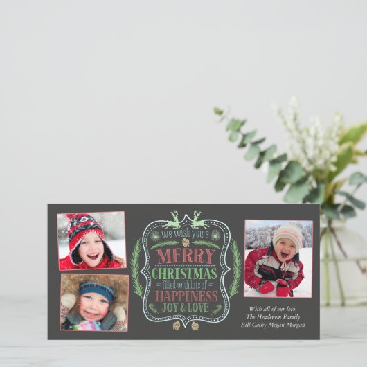 Vrolijk kerstfeest en vrolijkheid feestdagenkaart (Staand voorkant)