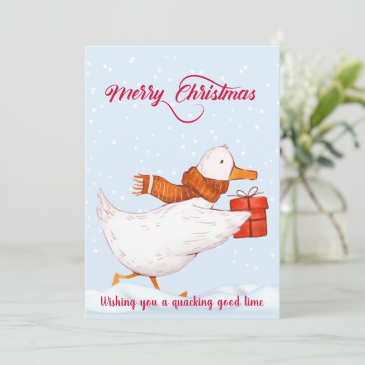 Vrolijk kerstfeest en wens je een kwakzalverige go feestdagenkaart (Staand voorkant)