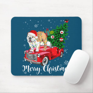 Vrolijk kerstfeest Engels Bulldog Santa Red Truck Muismat