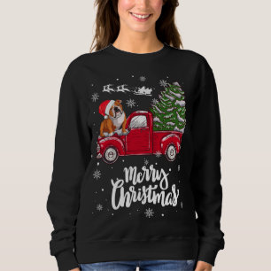 Vrolijk kerstfeest Engels Bulldog Santa Red Truck  Trui