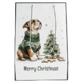 Vrolijk Kerstfeest Engelse Bulldog Kerstboom Medium Cadeauzakje (Achterkant)